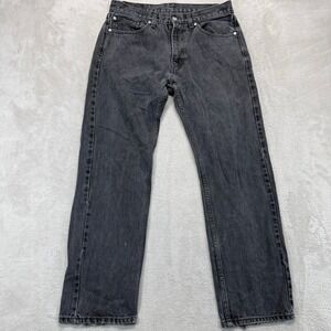 Levi's 505 Jeans Mens 32x32 Black Regular Faded Straight Leg Dark Denim Casual